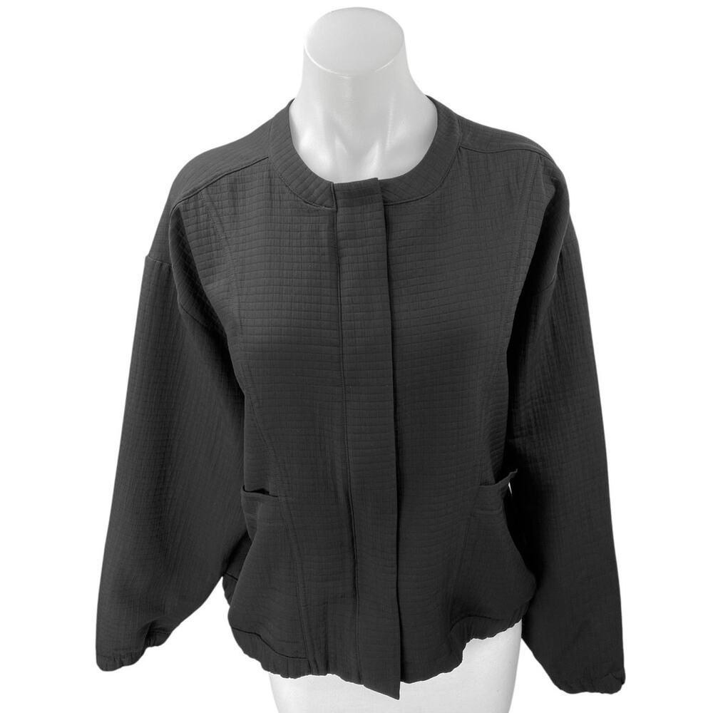 New Balance Women's Black Long Sleeve Crew Neck Pocket Cocoon Coat Jacket Size M